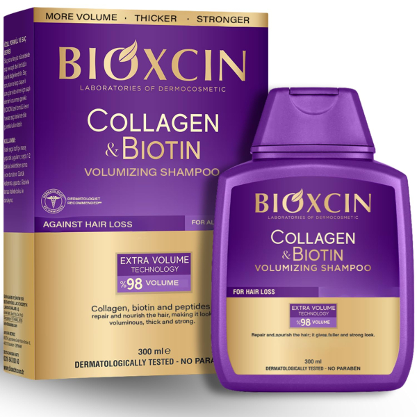 3 x Bioxcin Collagen & Biotin Volumen Shampoo 300ml - ohne Karton