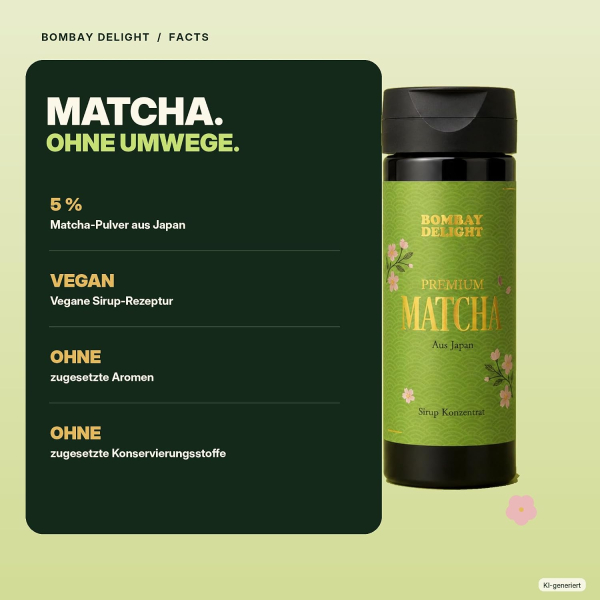 Bombay Delight Premium Matcha Sirup Konzentrat 270 ml